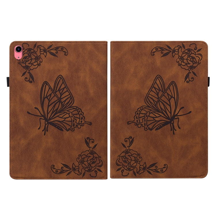 For iPad 2025 / 2022 Butterfly Flower Embossed Leather Tablet Case(Brown) - iPad 2025 / 2022 Cases by buy2fix | Online Shopping UK | buy2fix