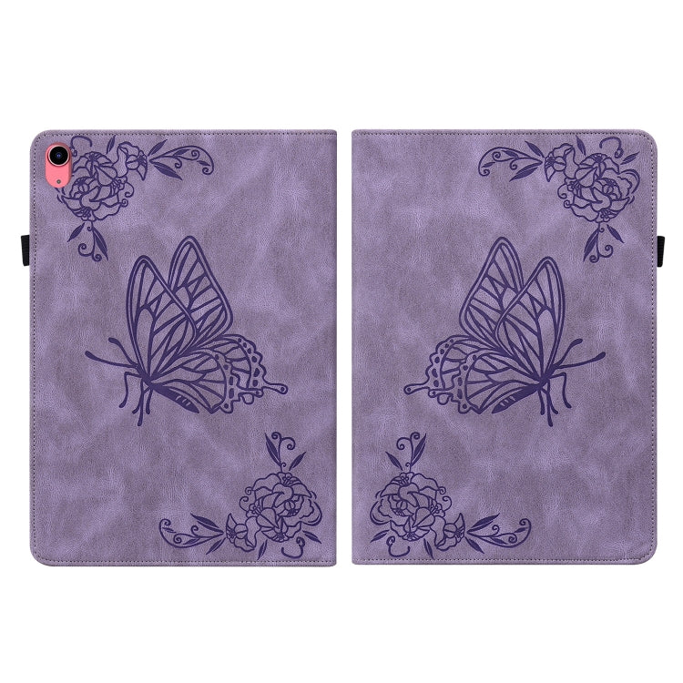 For iPad 2025 / 2022 Butterfly Flower Embossed Leather Tablet Case(Purple) - iPad 2025 / 2022 Cases by buy2fix | Online Shopping UK | buy2fix