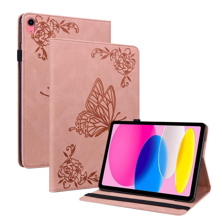 For iPad 2025 / 2022 Butterfly Flower Embossed Leather Tablet Case(Rose Gold) - iPad 2025 / 2022 Cases by buy2fix | Online Shopping UK | buy2fix