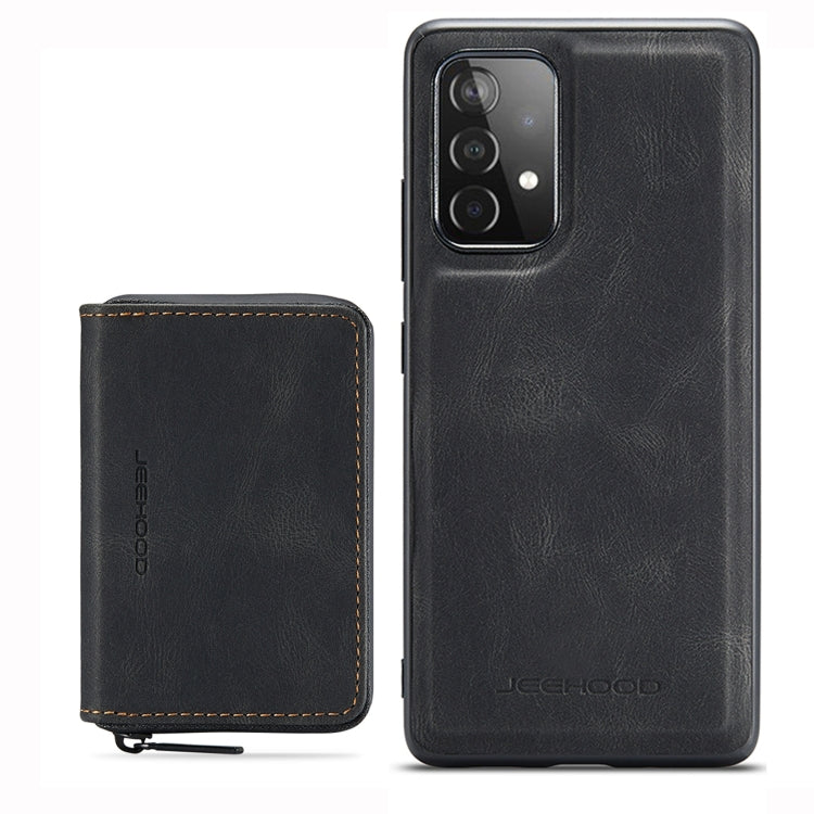 For Samsung Galaxy A53 5G JEEHOOD Magnetic Zipper Horizontal Flip Leather Phone Case(Black) - Galaxy Phone Cases by JEEHOOD | Online Shopping UK | buy2fix