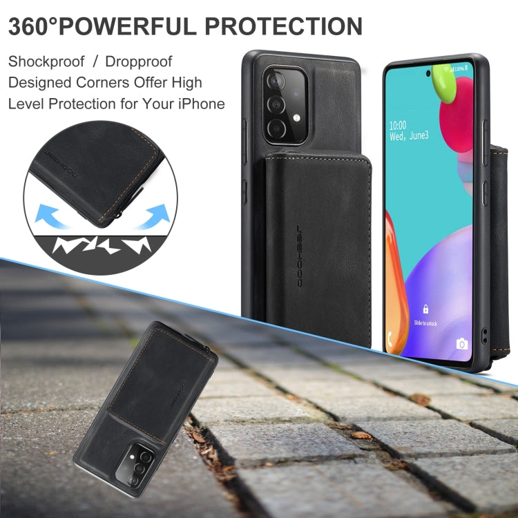 For Samsung Galaxy A53 5G JEEHOOD Magnetic Zipper Horizontal Flip Leather Phone Case(Black) - Galaxy Phone Cases by JEEHOOD | Online Shopping UK | buy2fix
