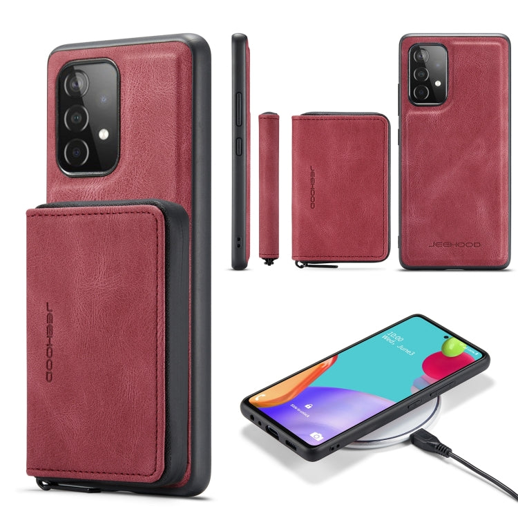 For Samsung Galaxy A53 5G JEEHOOD Magnetic Zipper Horizontal Flip Leather Phone Case(Red) - Galaxy Phone Cases by JEEHOOD | Online Shopping UK | buy2fix