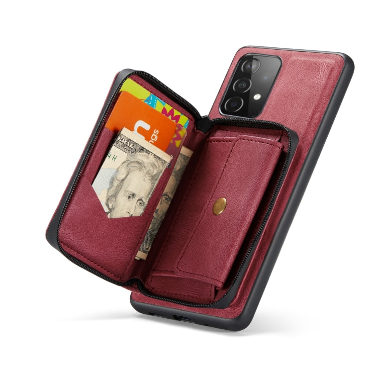 For Samsung Galaxy A53 5G JEEHOOD Magnetic Zipper Horizontal Flip Leather Phone Case(Red) - Galaxy Phone Cases by JEEHOOD | Online Shopping UK | buy2fix