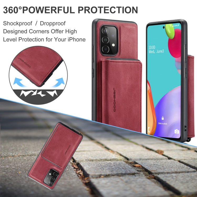 For Samsung Galaxy A53 5G JEEHOOD Magnetic Zipper Horizontal Flip Leather Phone Case(Red) - Galaxy Phone Cases by JEEHOOD | Online Shopping UK | buy2fix