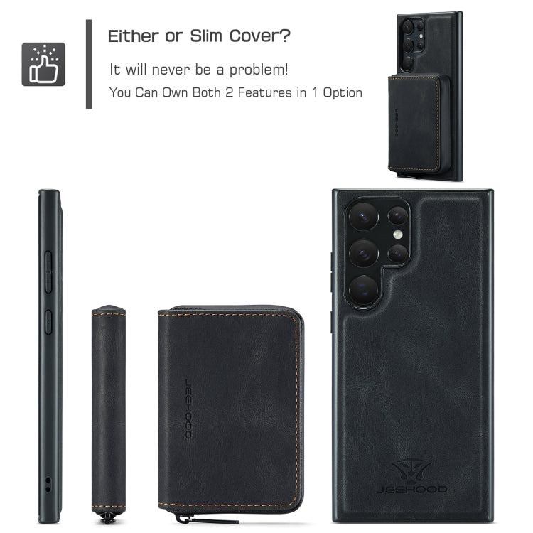 For Samsung Galaxy S23 Ultra 5G JEEHOOD Magnetic Zipper Horizontal Flip Leather Phone Case(Black) - Galaxy S23 Ultra 5G Cases by JEEHOOD | Online Shopping UK | buy2fix