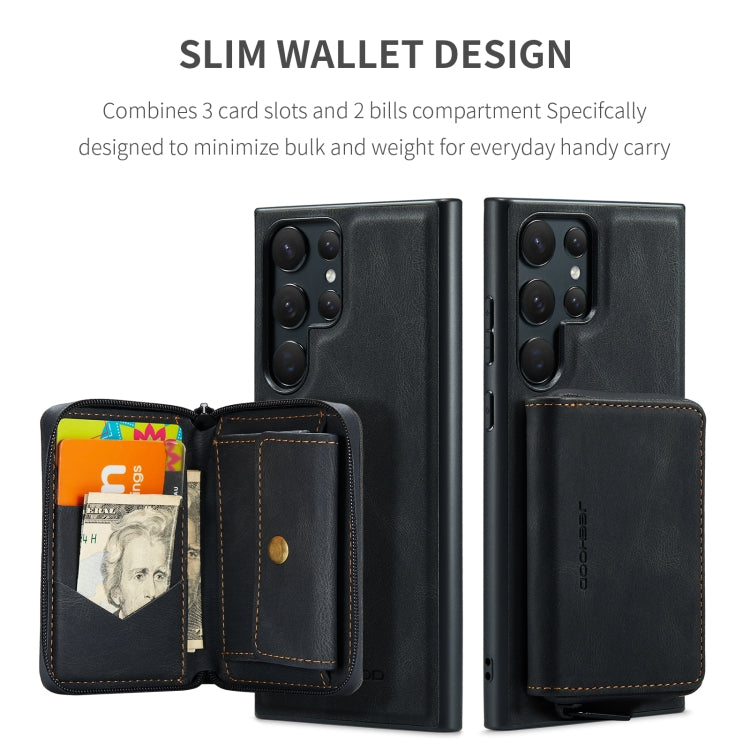 For Samsung Galaxy S23 Ultra 5G JEEHOOD Magnetic Zipper Horizontal Flip Leather Phone Case(Black) - Galaxy S23 Ultra 5G Cases by JEEHOOD | Online Shopping UK | buy2fix