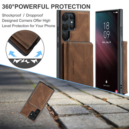 For Samsung Galaxy S23 Ultra 5G JEEHOOD Magnetic Zipper Horizontal Flip Leather Phone Case(Brown) - Galaxy S23 Ultra 5G Cases by JEEHOOD | Online Shopping UK | buy2fix