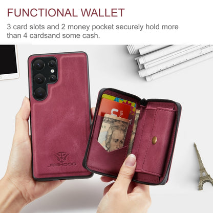 For Samsung Galaxy S23 Ultra 5G JEEHOOD Magnetic Zipper Horizontal Flip Leather Phone Case(Red) - Galaxy S23 Ultra 5G Cases by JEEHOOD | Online Shopping UK | buy2fix