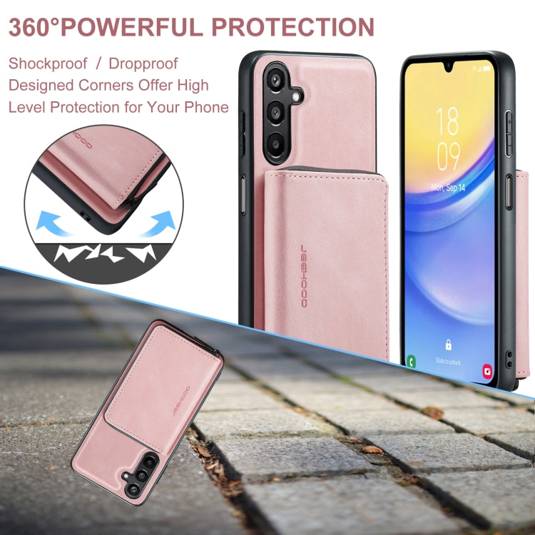 For Samsung Galaxy A15 5G JEEHOOD Magnetic Zipper Horizontal Flip Leather Phone Case(Pink) - Galaxy Phone Cases by JEEHOOD | Online Shopping UK | buy2fix