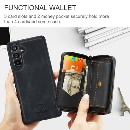 For Samsung Galaxy A15 5G JEEHOOD Magnetic Zipper Horizontal Flip Leather Phone Case(Black) - Galaxy Phone Cases by JEEHOOD | Online Shopping UK | buy2fix