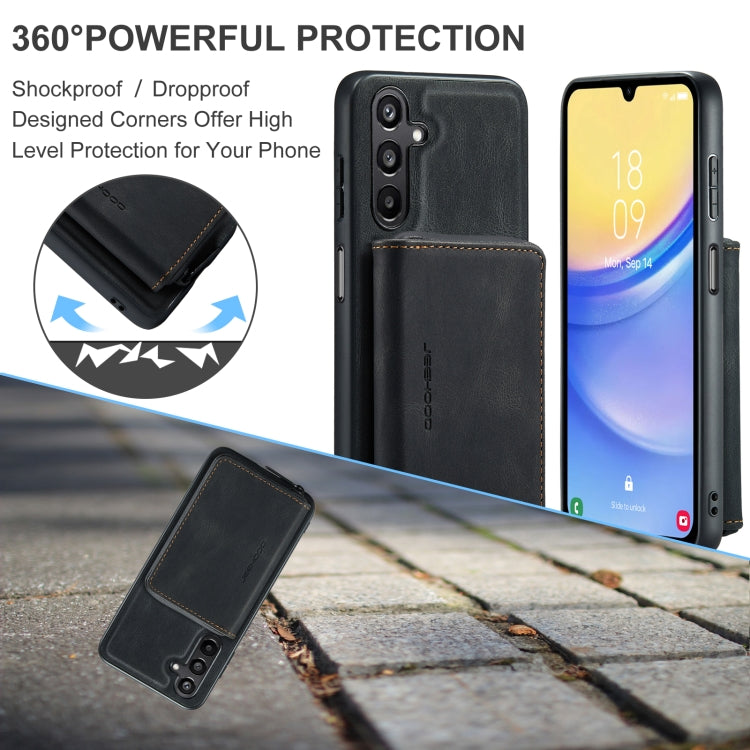 For Samsung Galaxy A15 5G JEEHOOD Magnetic Zipper Horizontal Flip Leather Phone Case(Black) - Galaxy Phone Cases by JEEHOOD | Online Shopping UK | buy2fix