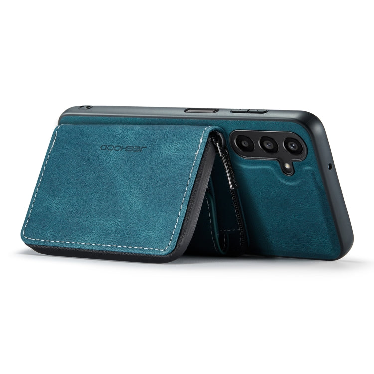 For Samsung Galaxy A15 5G JEEHOOD Magnetic Zipper Horizontal Flip Leather Phone Case(Blue) - Galaxy Phone Cases by JEEHOOD | Online Shopping UK | buy2fix