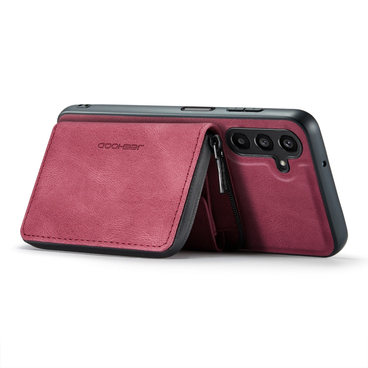 For Samsung Galaxy A15 5G JEEHOOD Magnetic Zipper Horizontal Flip Leather Phone Case(Red) - Galaxy Phone Cases by JEEHOOD | Online Shopping UK | buy2fix