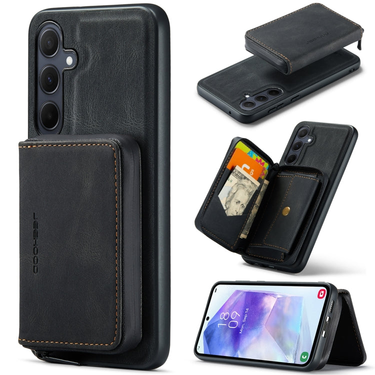 For Samsung Galaxy A55 5G JEEHOOD Magnetic Zipper Horizontal Flip Leather Phone Case(Black) - Galaxy Phone Cases by JEEHOOD | Online Shopping UK | buy2fix