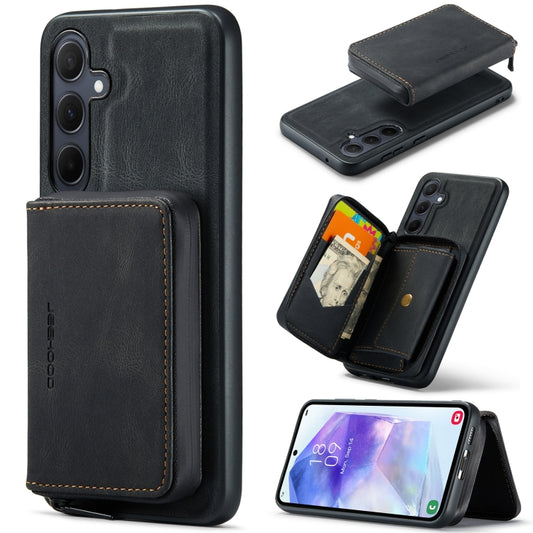For Samsung Galaxy A55 5G JEEHOOD Magnetic Zipper Horizontal Flip Leather Phone Case(Black) - Galaxy Phone Cases by JEEHOOD | Online Shopping UK | buy2fix