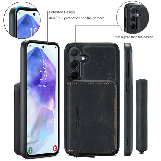 For Samsung Galaxy A55 5G JEEHOOD Magnetic Zipper Horizontal Flip Leather Phone Case(Black) - Galaxy Phone Cases by JEEHOOD | Online Shopping UK | buy2fix