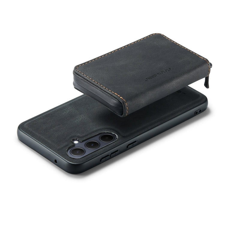 For Samsung Galaxy A55 5G JEEHOOD Magnetic Zipper Horizontal Flip Leather Phone Case(Black) - Galaxy Phone Cases by JEEHOOD | Online Shopping UK | buy2fix