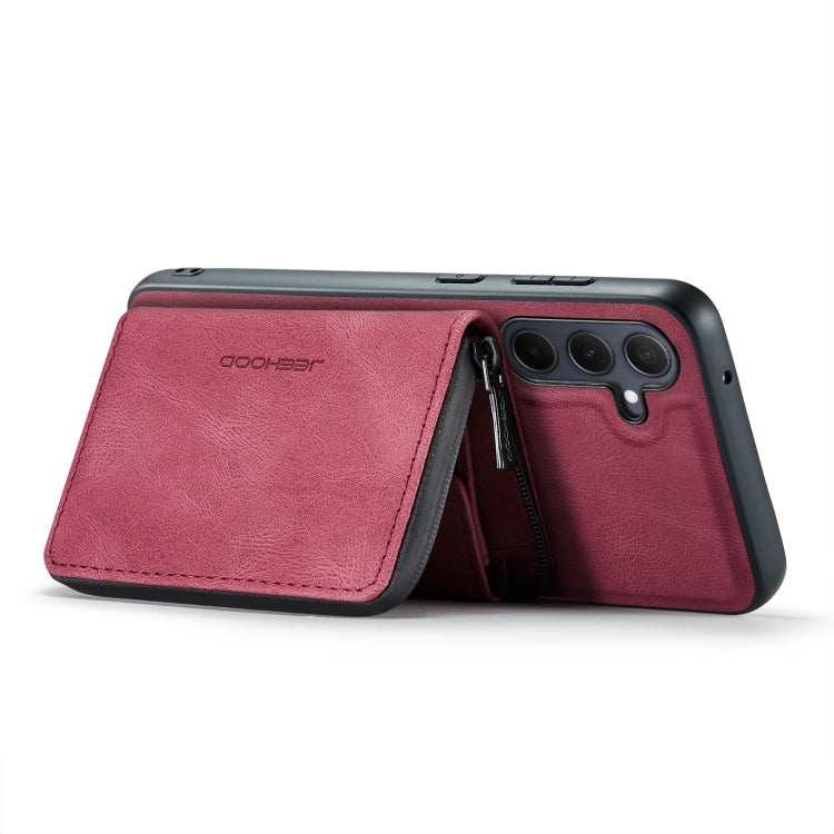 For Samsung Galaxy A55 5G JEEHOOD Magnetic Zipper Horizontal Flip Leather Phone Case(Red) - Galaxy Phone Cases by JEEHOOD | Online Shopping UK | buy2fix