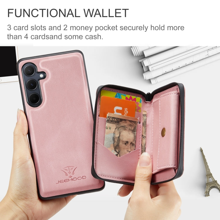 For Samsung Galaxy A35 5G JEEHOOD Magnetic Zipper Horizontal Flip Leather Phone Case(Pink) - Galaxy Phone Cases by JEEHOOD | Online Shopping UK | buy2fix