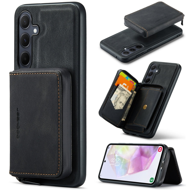 For Samsung Galaxy A35 5G JEEHOOD Magnetic Zipper Horizontal Flip Leather Phone Case(Black) - Galaxy Phone Cases by JEEHOOD | Online Shopping UK | buy2fix