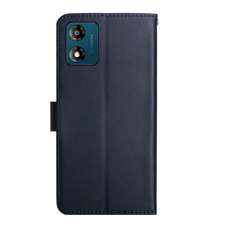 For Motorola Moto E13 4G Genuine Leather Fingerprint-proof Flip Phone Case(Blue) - Motorola Cases by buy2fix | Online Shopping UK | buy2fix
