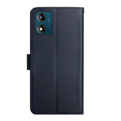 For Motorola Moto E13 4G Genuine Leather Fingerprint-proof Flip Phone Case(Blue) - Motorola Cases by buy2fix | Online Shopping UK | buy2fix