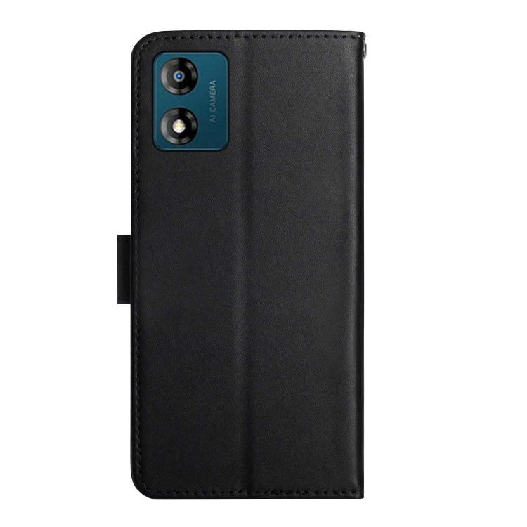For Motorola Moto E13 4G Genuine Leather Fingerprint-proof Flip Phone Case(Black) - Motorola Cases by buy2fix | Online Shopping UK | buy2fix