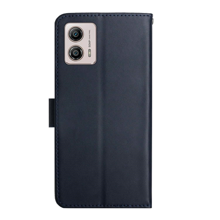 For Motorola Moto G53 5G/G13/G23 Genuine Leather Fingerprint-proof Flip Phone Case(Blue) - Motorola Cases by buy2fix | Online Shopping UK | buy2fix