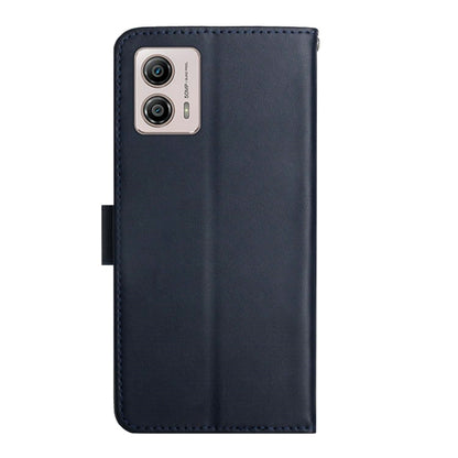 For Motorola Moto G53 5G/G13/G23 Genuine Leather Fingerprint-proof Flip Phone Case(Blue) - Motorola Cases by buy2fix | Online Shopping UK | buy2fix