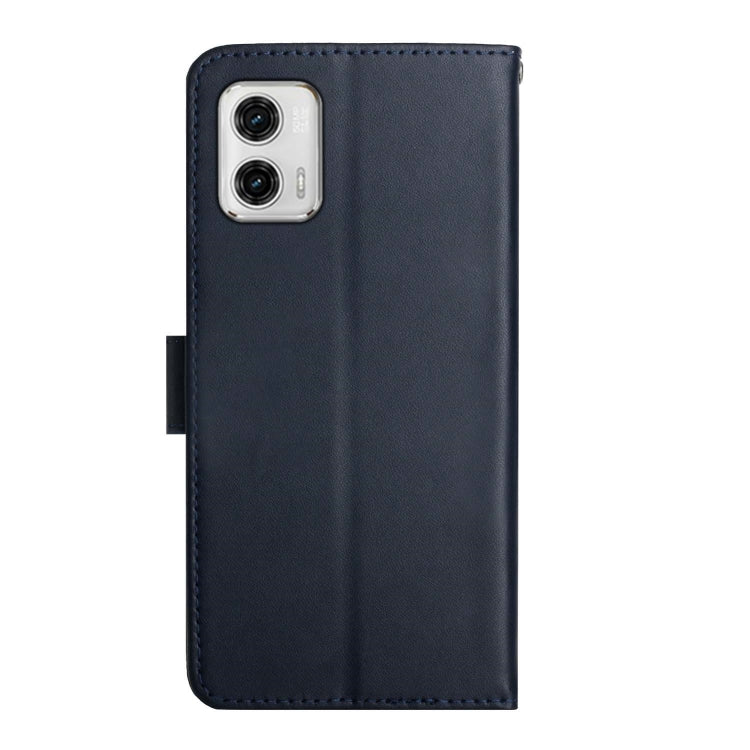 For Motorola Moto G73 5G Genuine Leather Fingerprint-proof Flip Phone Case(Blue) - Motorola Cases by buy2fix | Online Shopping UK | buy2fix