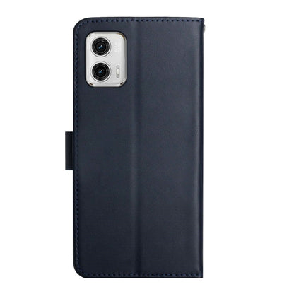 For Motorola Moto G73 5G Genuine Leather Fingerprint-proof Flip Phone Case(Blue) - Motorola Cases by buy2fix | Online Shopping UK | buy2fix