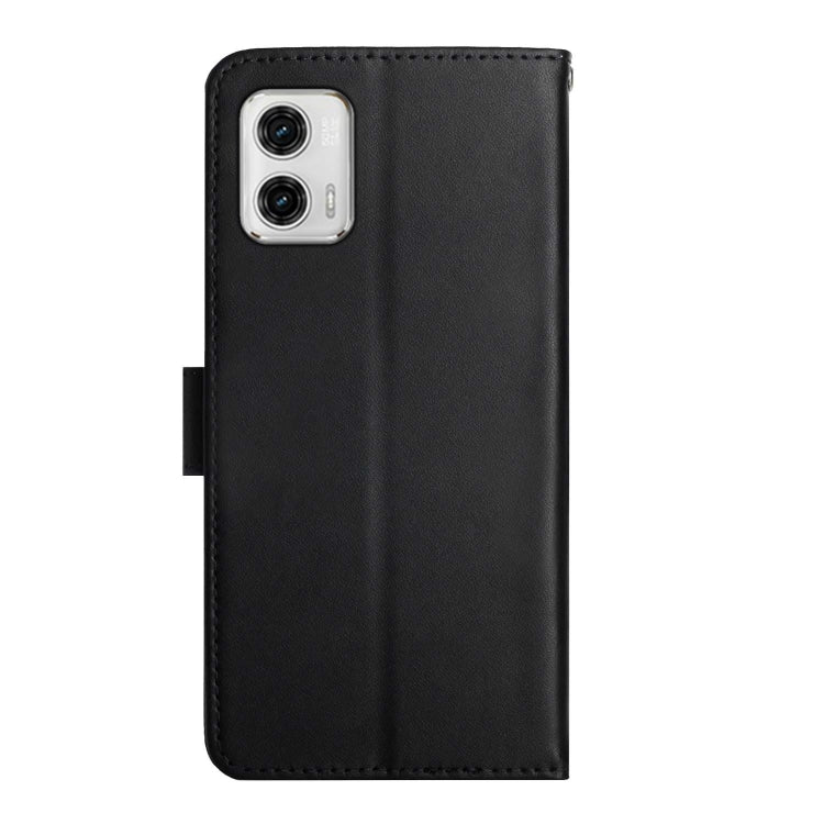For Motorola Moto G73 5G Genuine Leather Fingerprint-proof Flip Phone Case(Black) - Motorola Cases by buy2fix | Online Shopping UK | buy2fix