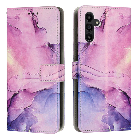 For Samsung Galaxy A54 Painted Marble Pattern Leather Phone Case(Purple)
