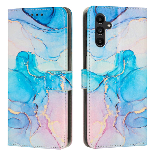 For Samsung Galaxy A54 Painted Marble Pattern Leather Phone Case(Pink Green)
