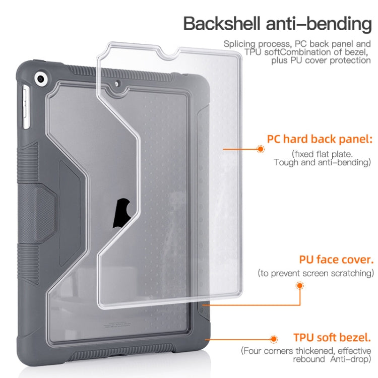 For iPad 10.2 2019 / 10.2 2020 / 10.2 2021 3-fold TPU Acrylic PC Smart Leather Tablet Case(Grey) - iPad 10.2 Cases by buy2fix | Online Shopping UK | buy2fix