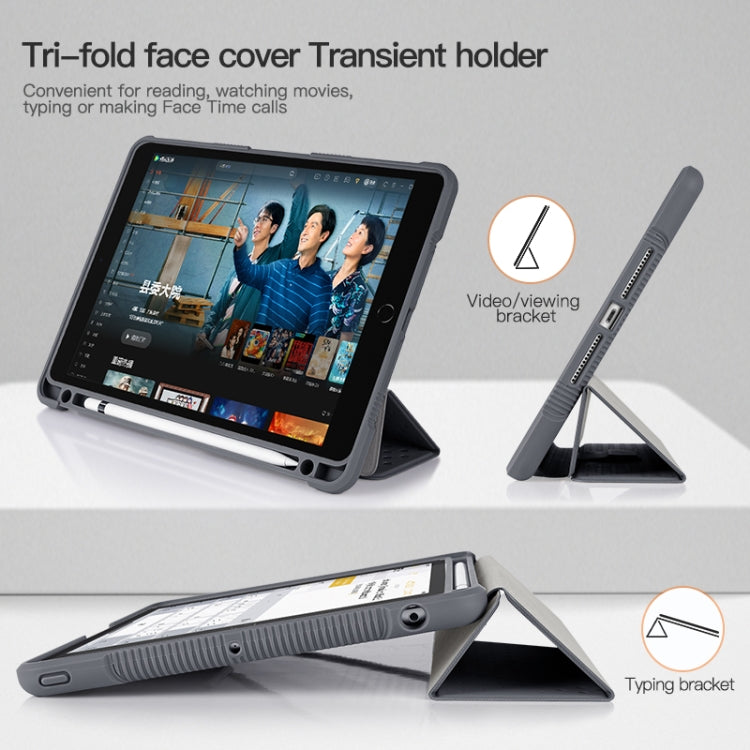For iPad 10.2 2019 / 10.2 2020 / 10.2 2021 3-fold TPU Acrylic PC Smart Leather Tablet Case(Grey) - iPad 10.2 Cases by buy2fix | Online Shopping UK | buy2fix