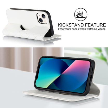 For iPhone 13 mini Rhombic MagSafe RFID Anti-Theft Wallet Leather Phone Case(White) by buy2fix