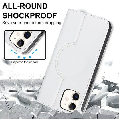 For iPhone 12 mini Rhombic MagSafe RFID Anti-Theft Wallet Leather Phone Case(White) by buy2fix