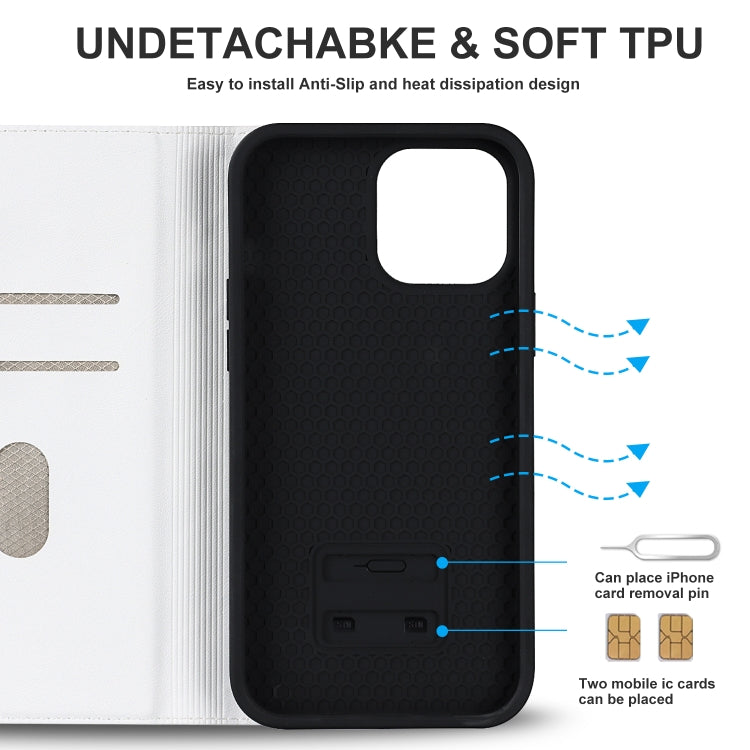 For iPhone 12 / 12 Pro Rhombic MagSafe RFID Anti-Theft Wallet Leather Phone Case(White) by buy2fix
