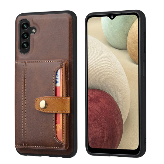 For Samsung Galaxy A34 5G Calfskin Card Slot TPU + PU Phone Case(Brown)