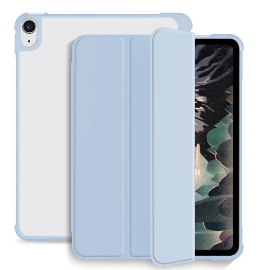 For iPad 10.2 2021 / 2020 / 2019 3-fold Shockproof Smart Leather Tablet Case(Ice Blue) - iPad 10.2 Cases by buy2fix | Online Shopping UK | buy2fix
