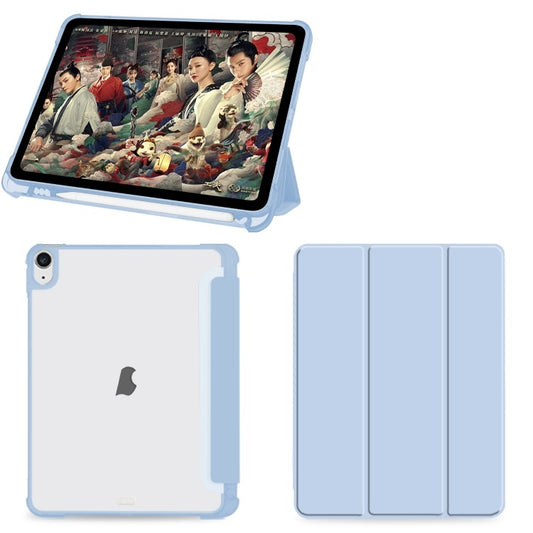 For iPad 10.2 2021 / 2020 / 2019 3-fold Shockproof Smart Leather Tablet Case(Ice Blue) - iPad 10.2 Cases by buy2fix | Online Shopping UK | buy2fix