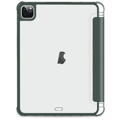For iPad Pro 12.9 2022 / 2021 / 2020 3-fold Shockproof Smart Leather Tablet Case(Deep Green) - iPad Pro 12.9 (2020) Cases by buy2fix | Online Shopping UK | buy2fix