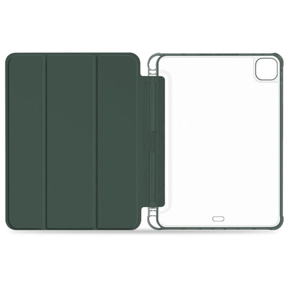 For iPad Pro 12.9 2022 / 2021 / 2020 3-fold Shockproof Smart Leather Tablet Case(Deep Green) - iPad Pro 12.9 (2020) Cases by buy2fix | Online Shopping UK | buy2fix
