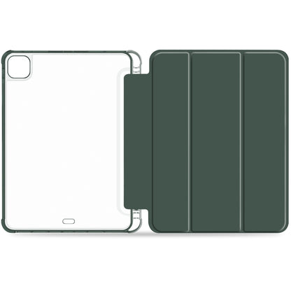 For iPad Pro 12.9 2022 / 2021 / 2020 3-fold Shockproof Smart Leather Tablet Case(Deep Green) - iPad Pro 12.9 (2020) Cases by buy2fix | Online Shopping UK | buy2fix