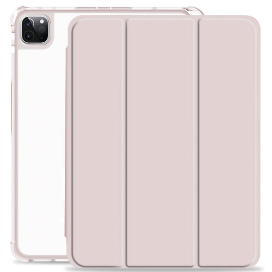 For iPad Pro 12.9 2022 / 2021 / 2020 3-fold Shockproof Smart Leather Tablet Case(Pink) - iPad Pro 12.9 (2020) Cases by buy2fix | Online Shopping UK | buy2fix