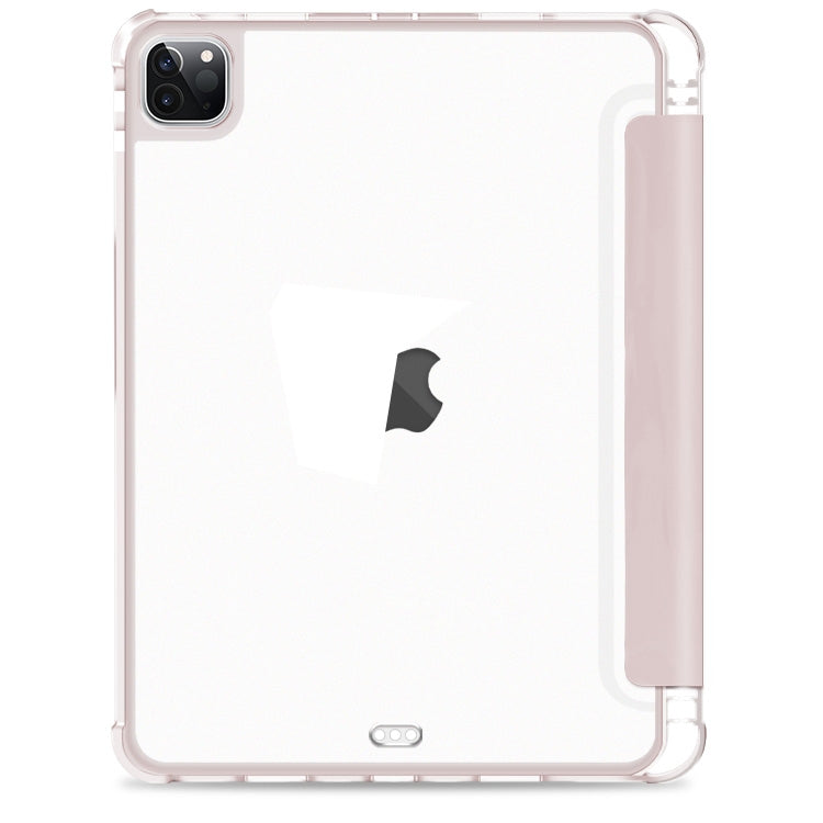 For iPad Pro 12.9 2022 / 2021 / 2020 3-fold Shockproof Smart Leather Tablet Case(Pink) - iPad Pro 12.9 (2020) Cases by buy2fix | Online Shopping UK | buy2fix