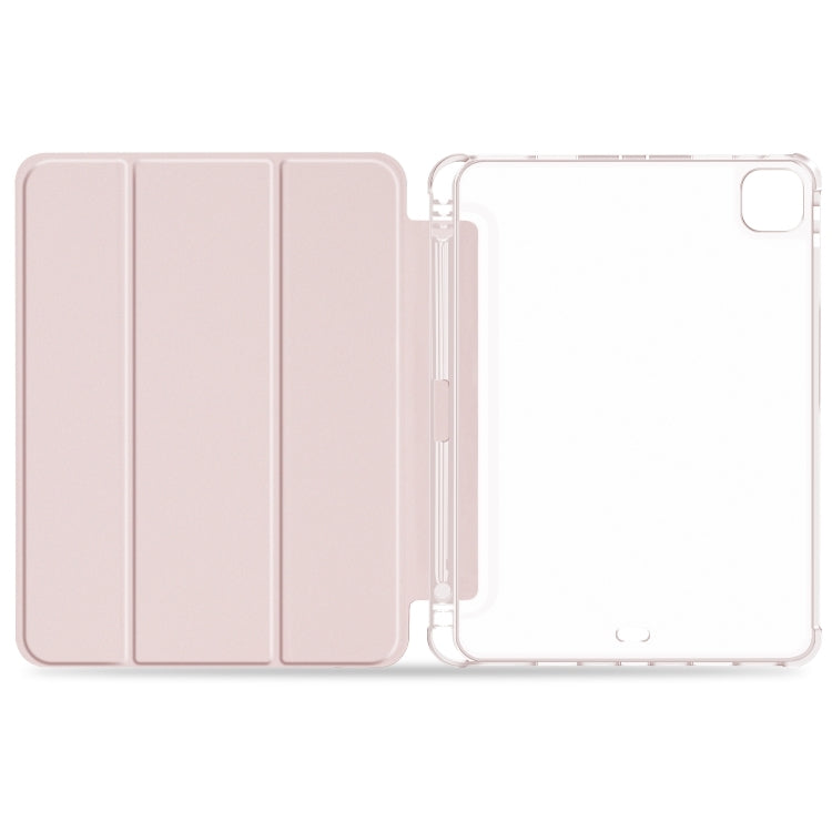 For iPad Pro 12.9 2022 / 2021 / 2020 3-fold Shockproof Smart Leather Tablet Case(Pink) - iPad Pro 12.9 (2020) Cases by buy2fix | Online Shopping UK | buy2fix