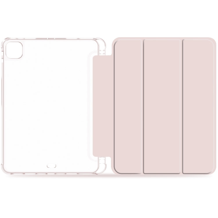 For iPad Pro 12.9 2022 / 2021 / 2020 3-fold Shockproof Smart Leather Tablet Case(Pink) - iPad Pro 12.9 (2020) Cases by buy2fix | Online Shopping UK | buy2fix