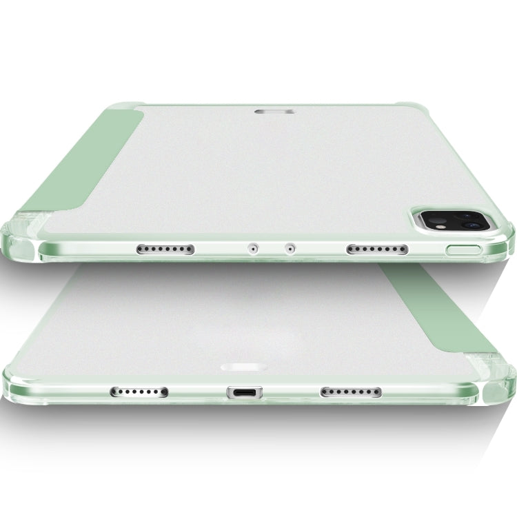 For iPad Pro 12.9 2022 / 2021 / 2020 3-fold Shockproof Smart Leather Tablet Case(Green) - iPad Pro 12.9 (2020) Cases by buy2fix | Online Shopping UK | buy2fix
